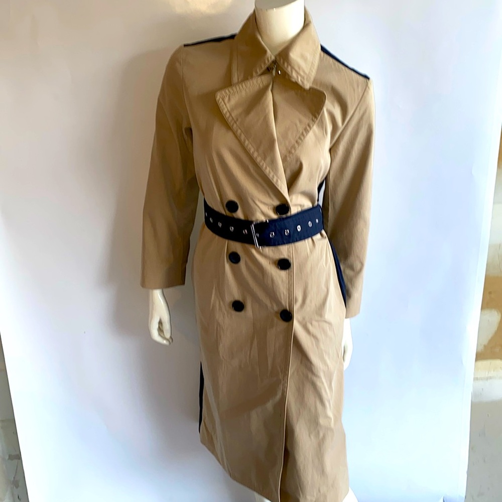 Club Monaco Beige Trench Coat with Navy Trim